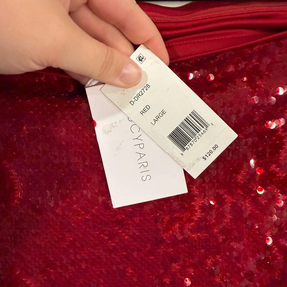 LUCY PARIS Strapless Sequin Sheath Dress‎ Women's Party Cocktail Burgundy Red